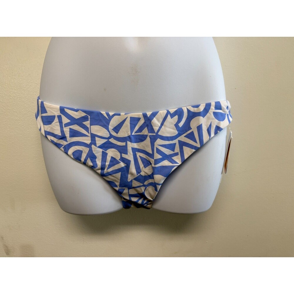 Roxy Women's Medium Blue & White Bikini Bottoms Bali breaks Hipster NWT